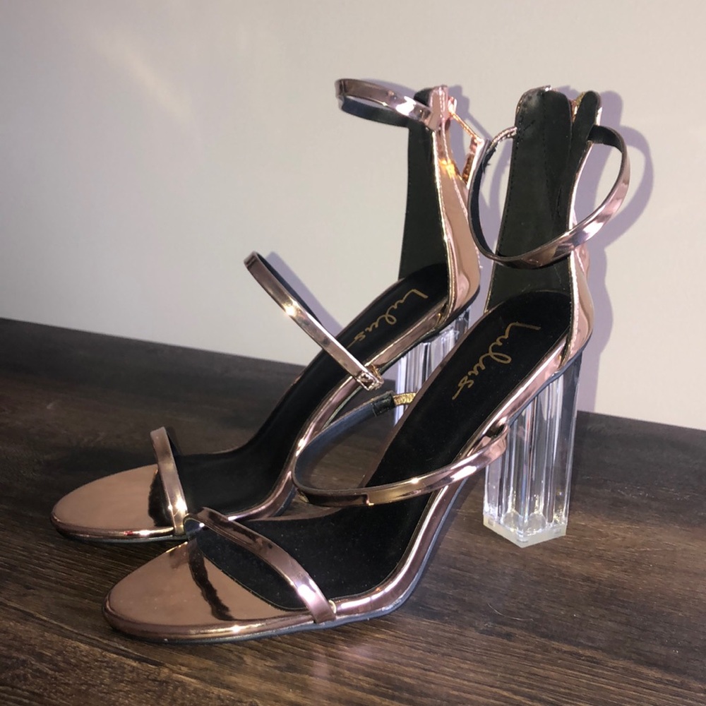 Lulus Rose Gold and Clear Chunky Pumps